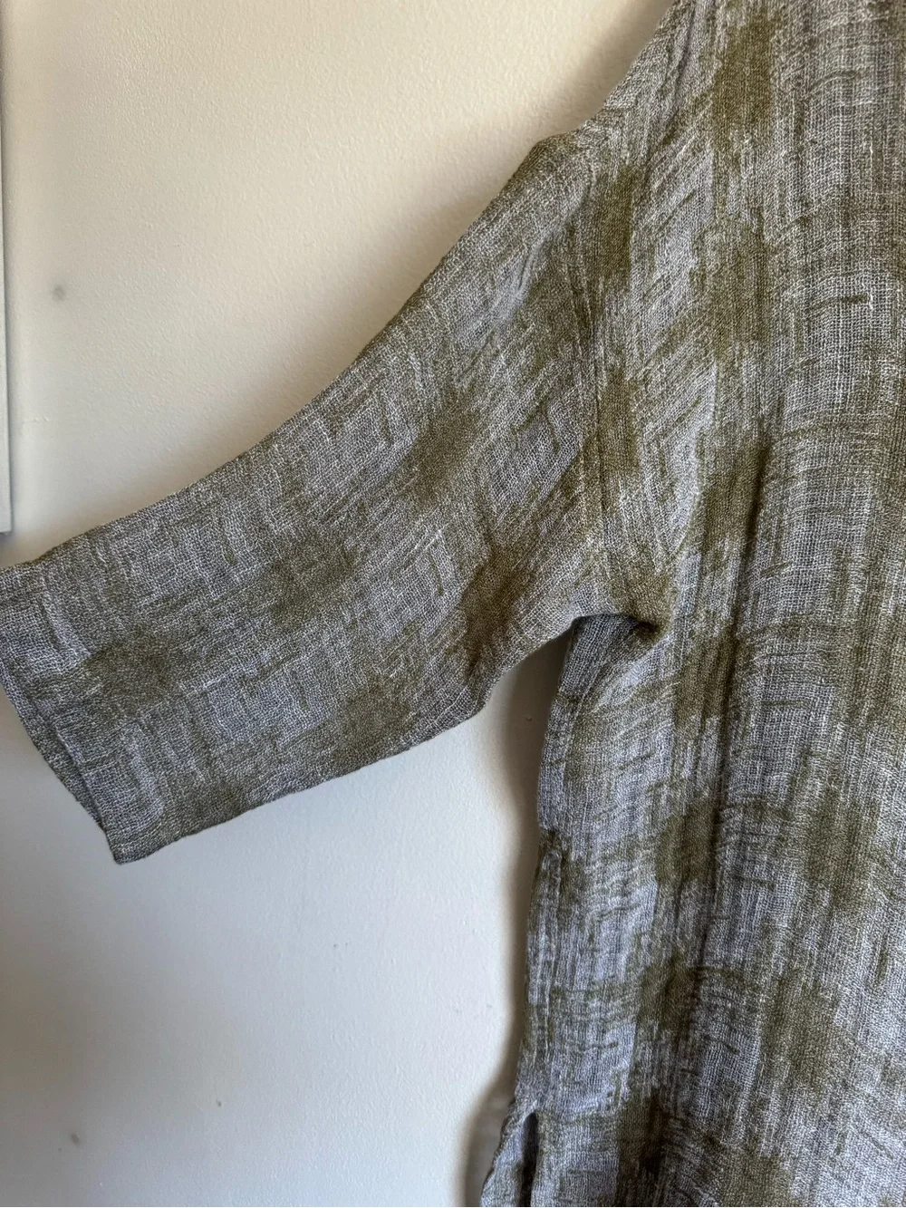 Chalet Et Ceci Gray Checked Light Jacket Lagenlook Linen Cover Up Size Small - Picture 4 of 12